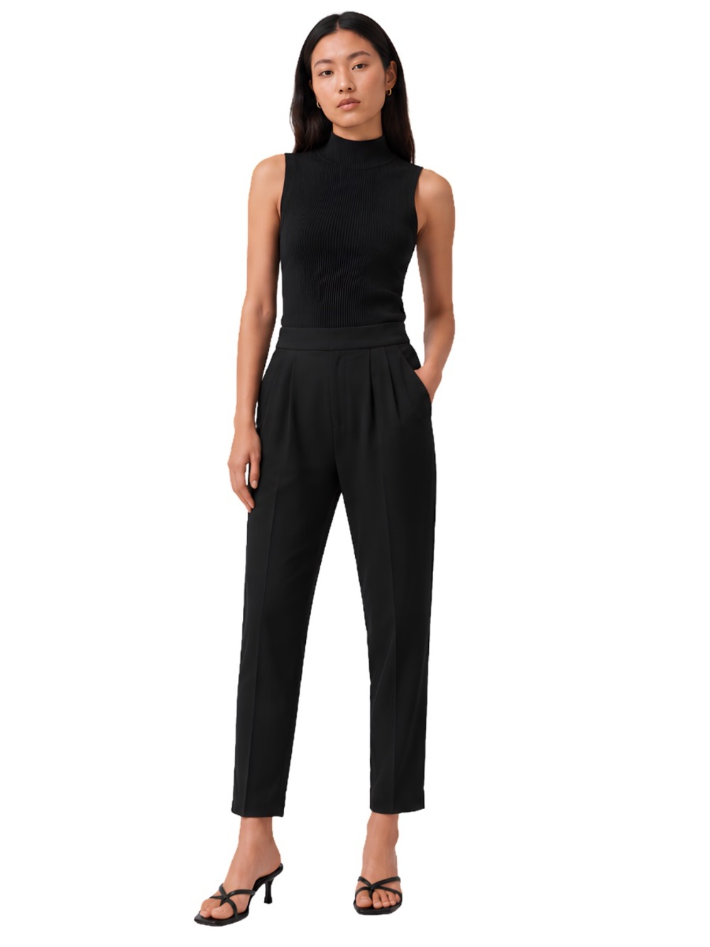 Aritzia Babaton Black Pleated Pull-On Trousers Size 4 Japanese Fabric